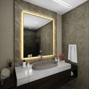 LED ogledalo Selena Gold Sand sa pozadinskim LED osvetljenjem